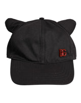 Dolce & Gabbana Black Cotton Logo Patch 6 Panels Baseball Cap Hat