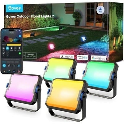 Govee Outdoor Flood Lights Smart LED RGBICWW (4pack) H8057