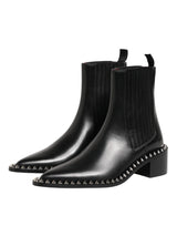 Dolce & Gabbana Black Studded Chelsea Short Ankle Boots Shoes