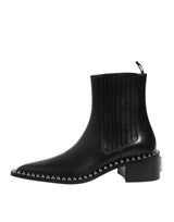 Dolce & Gabbana Black Studded Chelsea Short Ankle Boots Shoes