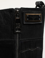 Dolce & Gabbana Black Patchwork Leather Mid Calf Boot  Shoes