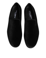 Dolce & Gabbana Black Leather Suede Slip On Loafers Dress Shoes