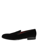 Dolce & Gabbana Black Leather Suede Slip On Loafer Dress Shoes