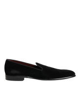 Dolce & Gabbana Black Leather Suede Slip On Loafer Dress Shoes