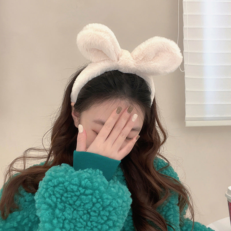 Plush Rabbit Ears Headband for Women - Cute Hair Accessory