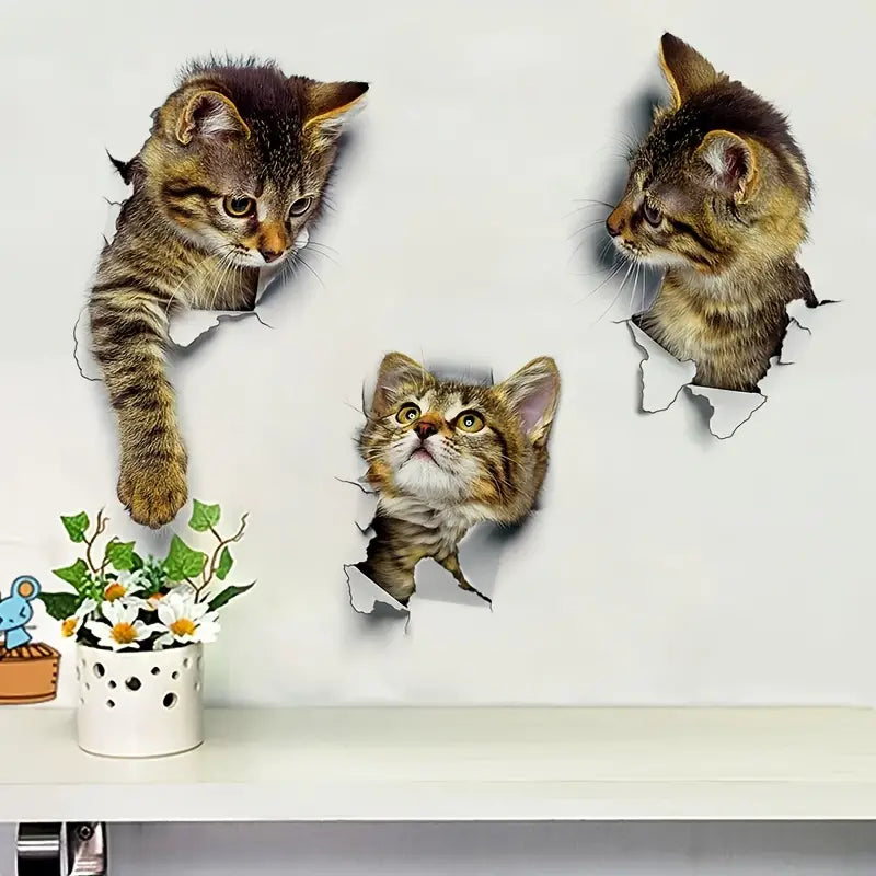 3D Self-Adhesive Cat Wall Stickers for Home Decor