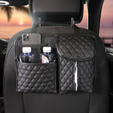 Creative PU Leather Car Seat Back Organizer Bag