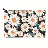 Daisy Print Square Makeup Bag Portable Organizer Pouch