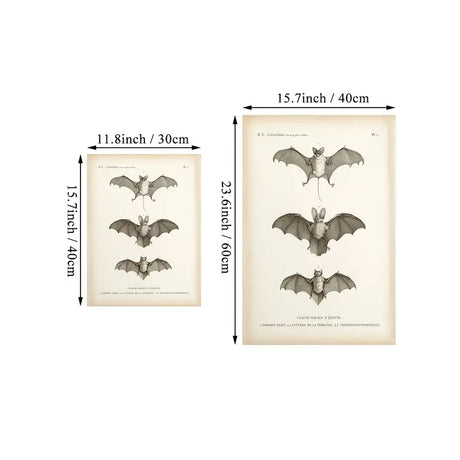 Vintage Bat Print Halloween Wall Art for Home Decor