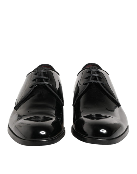 Dolce & Gabbana Black Calfskin Leather Derby Dress Shoes