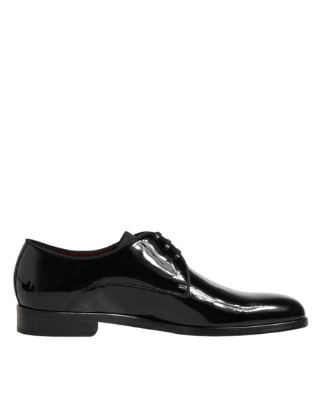 Dolce & Gabbana Black Calfskin Leather Derby Dress Shoes