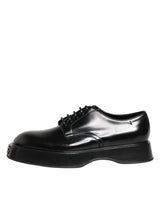 Dolce & Gabbana Black Calfskin Leather Men Derby Dress Shoes