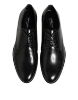 Dolce & Gabbana Black Calfskin Leather Derby Dress Shoes