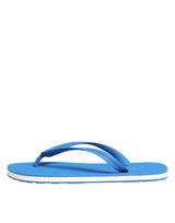 Dolce & Gabbana Blue White Logo Beachwear Flats Slipper Shoes