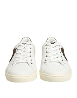 Dolce & Gabbana White Leather Heart Embellished Sneakers Shoes