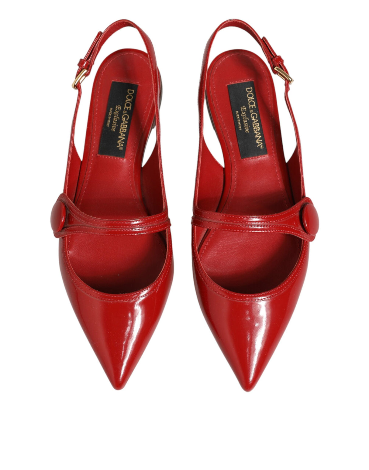 Dolce & Gabbana Red Leather Slingback Flats Sandals Shoes