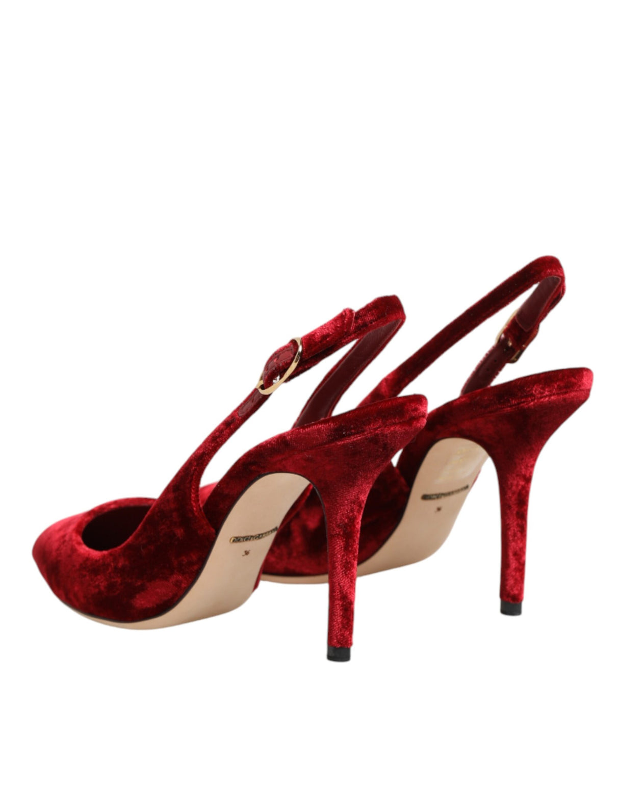 Dolce & Gabbana Red Suede High Heels Slingbacks Sandals Shoes