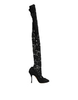 Dolce & Gabbana Black Taormina Lace Socks Pumps Boots Shoes