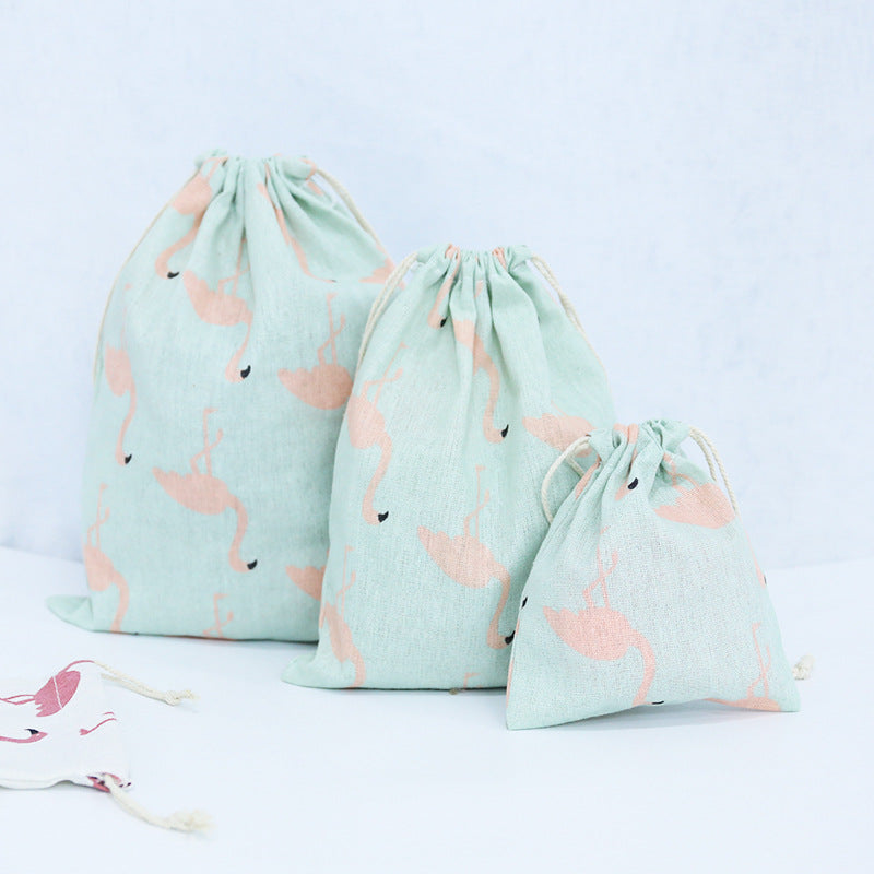 Cotton Linen Drawstring Storage Bag for Students