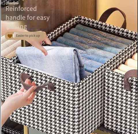 Checkered Pants Storage Box - Foldable Drawer Organizer