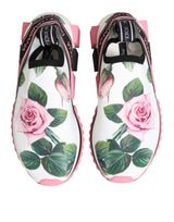 Dolce & Gabbana White Rose Print Sorrento Sneakers Shoes