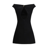 Marine Serre Black Fleece Wool Casual Dress