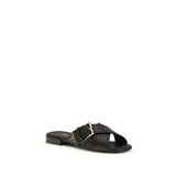 Prada Black Calf Leather Bos Taurus Flat Sandals