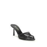 Prada Black Calf Leather Bos Taurus Stiletto Heel Sandals