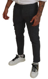 Dolce & Gabbana Gray Striped Wool Skinny Trouser Pants