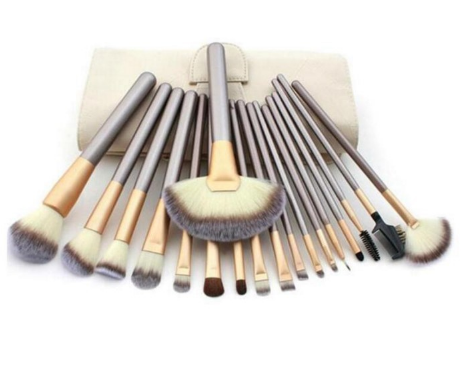 Persian Makeup Brush Set - 12/18/24 Pieces, Champagne Handles