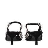 The Attico Black Leather Stiletto Heel Sandals