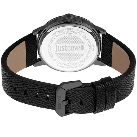 Just Cavalli Black Leather Dress Watch