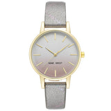 Nine West Gray Leather Dress Watch