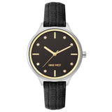 Nine West Black Leather Dress Watch