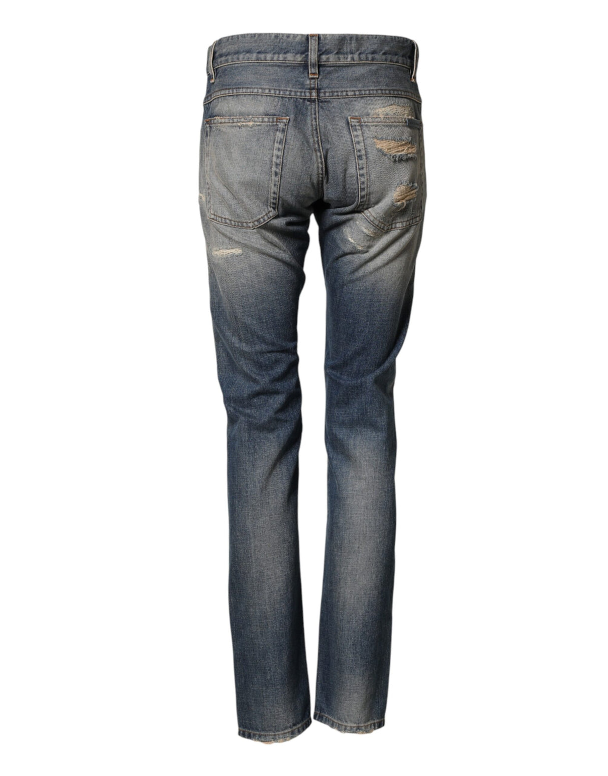 Dolce & Gabbana Blue Tattered Men Skinny Denim Trouser Jeans