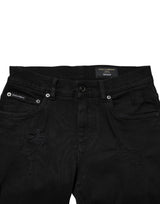Dolce & Gabbana Black Tattered Cotton Men Skinny Denim Jeans