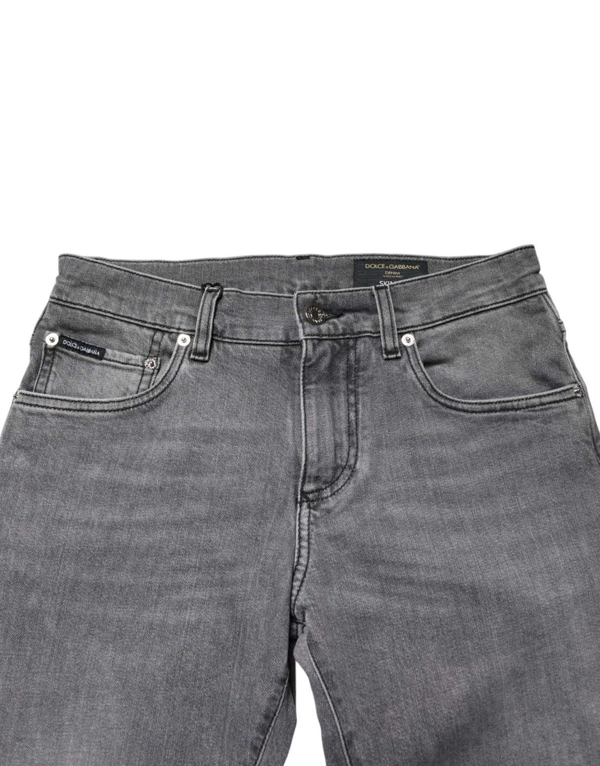 Dolce & Gabbana Gray Cotton Mid Waist Skinny Denim Jeans