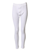 Dolce & Gabbana White Cotton Mid Waist Tights Leggings Pants