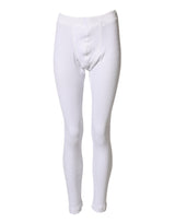 Dolce & Gabbana White Cotton Mid Waist Tights Leggings Pants