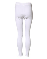 Dolce & Gabbana White Cotton Mid Waist Tights Leggings Pants