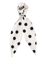 Dolce & Gabbana Scrunchie White Cotton Polka Dot Scarf Tie Accessory Hair