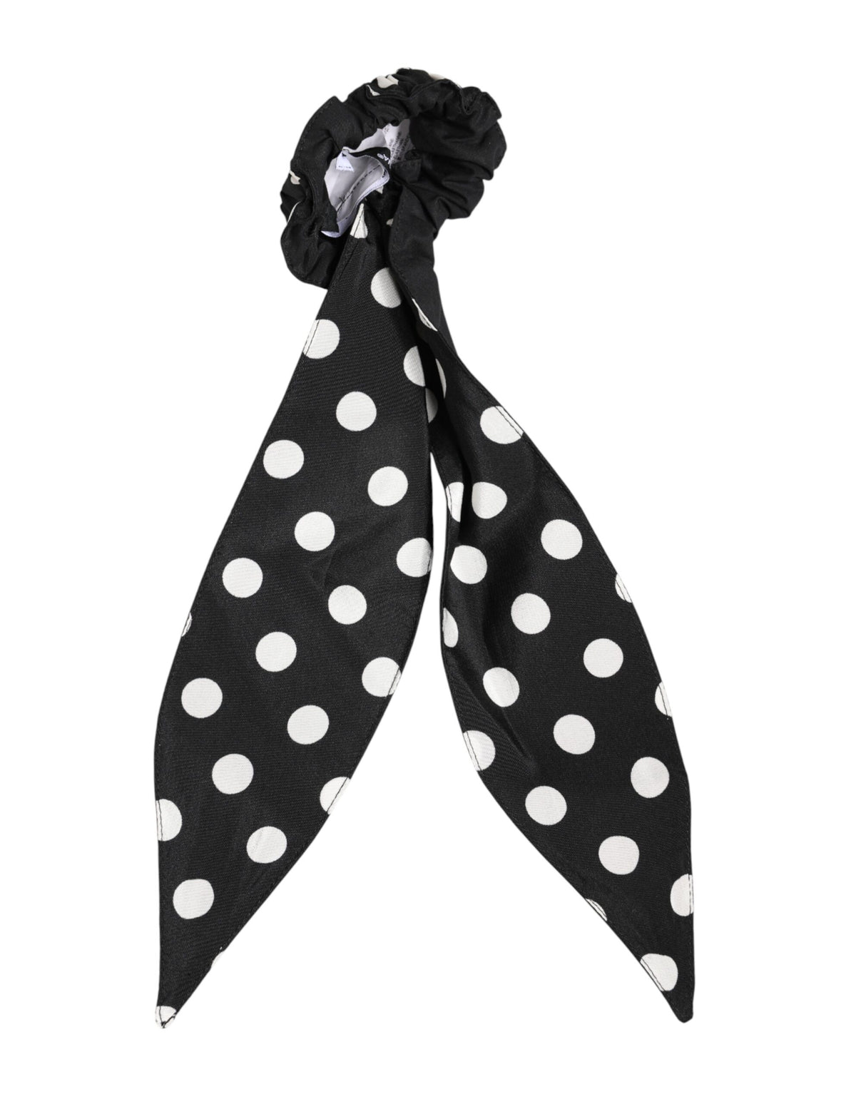 Dolce & Gabbana Black Cotton Polka Dot Scarf Tie Accessory Hair Scrunchie