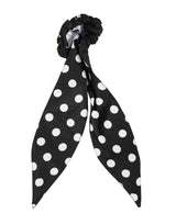Dolce & Gabbana Black Cotton Polka Dot Scarf Tie Accessory Hair Scrunchie