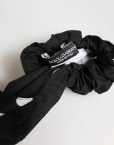 Dolce & Gabbana Black Cotton Polka Dot Scarf Tie Accessory Hair Scrunchie