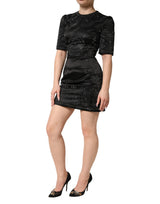 Dolce & Gabbana Black Embellished Short Sleeve Sheath Dress