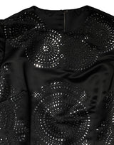 Dolce & Gabbana Black Embellished Short Sleeve Sheath Dress