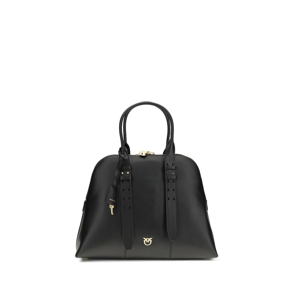PINKO Black Calf Leather Bos Taurus Shoulder Bag