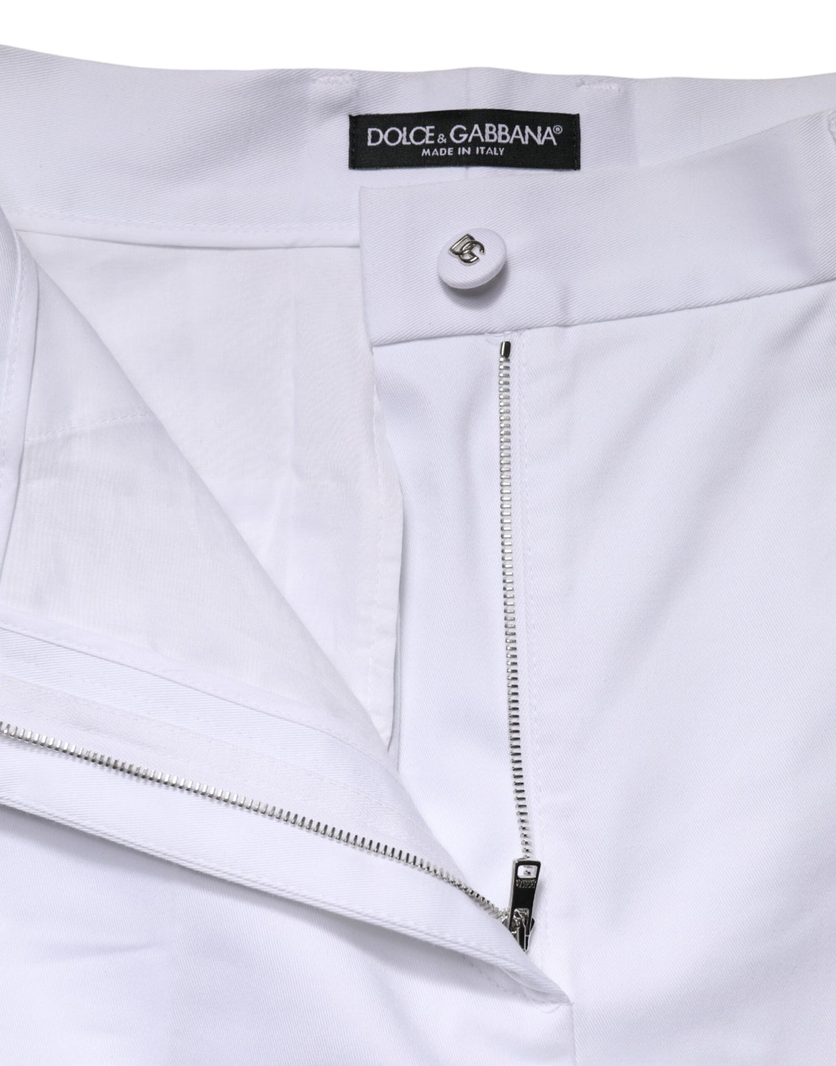 Dolce & Gabbana White Cotton High Waist WideLeg Cropped Pants