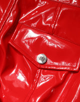 Dolce & Gabbana Red Glossy Polyester Cargo Boot Cut Pants