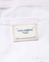 Dolce & Gabbana White Distressed Cotton BOYFRIEND Denim Jeans